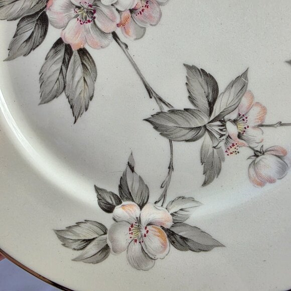 TWO Manor House Spring Glory Salad Plates Pink & White Floral Gray Leaves - Picture 9 of 13